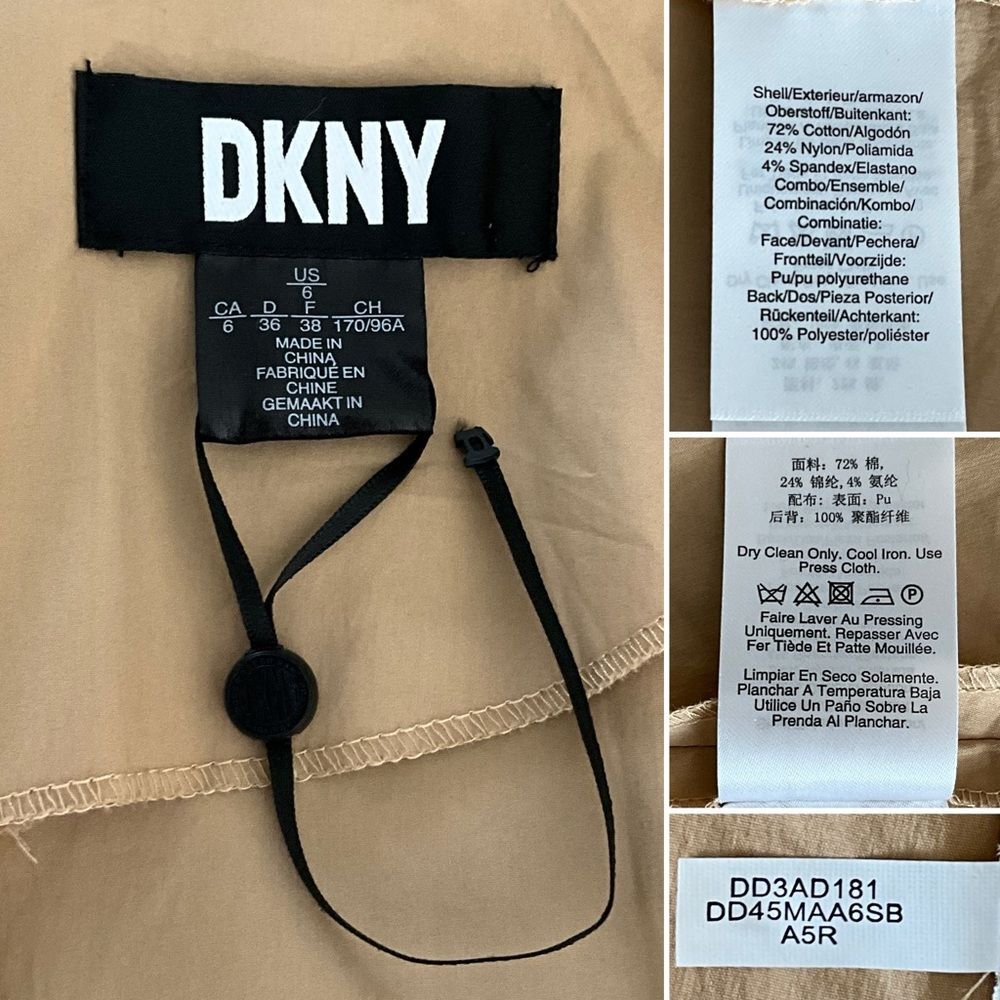 New DKNY Midi Sleeveless Faux Wrap Dress Tan Brown 6 - Picture 4 of 10